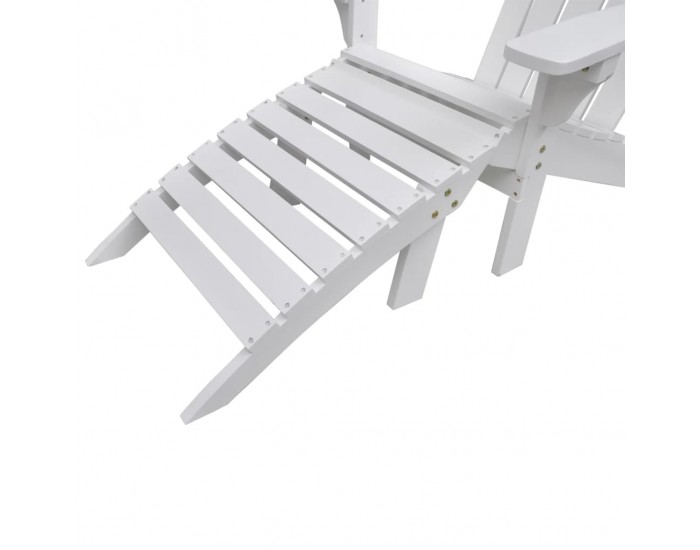 Sonata Градински стол с табуретка, дърво, бял -