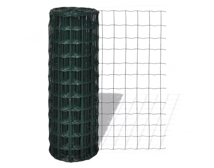 Оградна мрежа с PVC покритие, 10 х 10 см размер на дупките, 25 х 1.2 м -