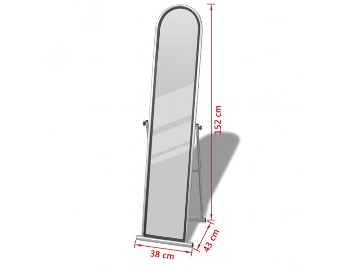 Огледало в цял ръст на стойка, правоъгълно, сиво -
