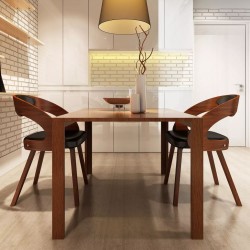 Sonata Трапезни столове, 2 бр, дървена рамка, кафяви, изкуствена кожа - Трапезни столове