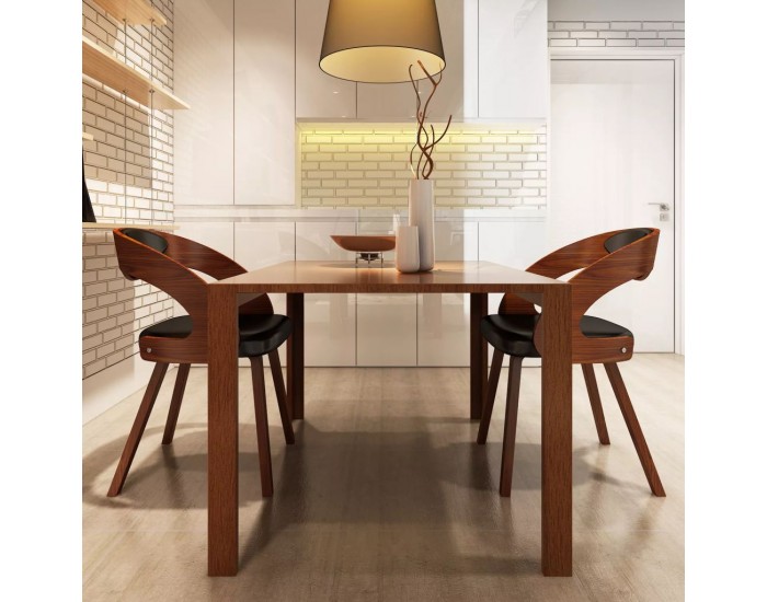 Sonata Трапезни столове, 2 бр, дървена рамка, кафяви, изкуствена кожа -