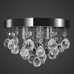 Лампа за таван с висящи кристали, хромирана - Лампи за таван