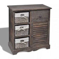 Sonata Кафяв дървен шкаф с три плетени кошници - Спалня