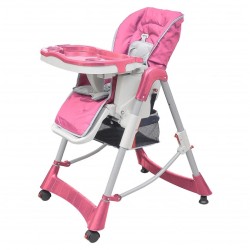 Sonata Бебешки стол за хранене, розов, регулируема височина - Детска стая