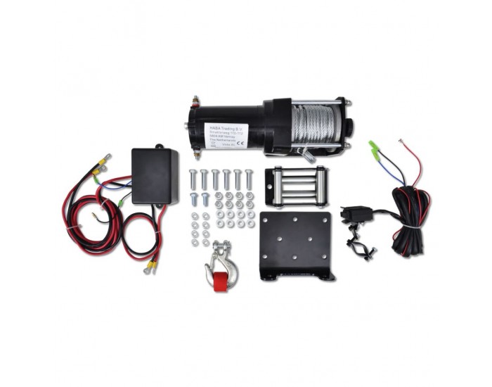 Електрическа лебедка 12 V, 1360 кг, монтажна планка - Електрическа лебедка 12 V, 1360 кг, монтажна планка -