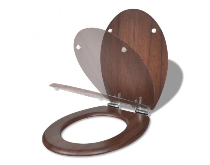 Sonata Тоалетна седалка МДФ капак с плавно затваряне изчистена кафява -