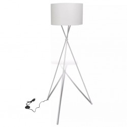 Елегантна лампа, с висока стойка и бял абажур - Осветителни тела