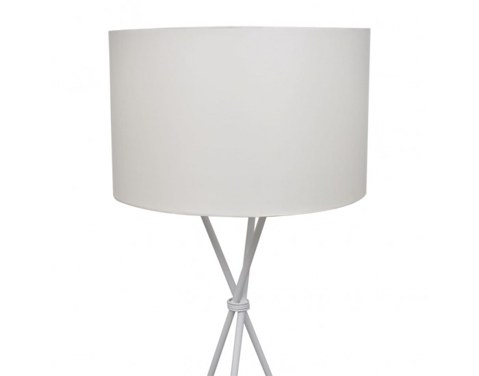 Елегантна лампа, с висока стойка и бял абажур -