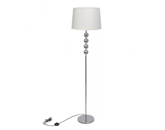 Елегантна лампа, с висока стойка и 4 декоративни топки, бяла -