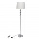 Елегантна лампа, с висока стойка и 4 декоративни топки, бяла -
