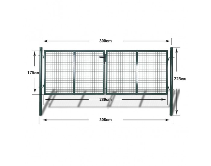Стоманена оградна порта 289 x 175 см / 306 x 225 см -