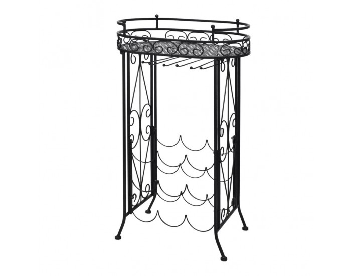 Sonata Метална стойка за вино с табла и поставки за чаши - 9 бутилки -