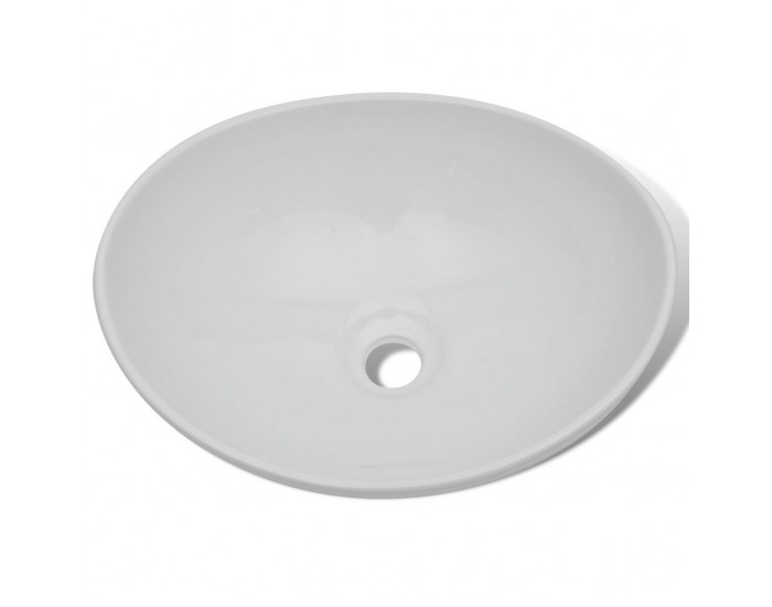 Луксозна керамична мивка, овална, бяла, 40 х 33 см -