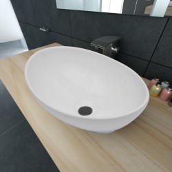 Луксозна керамична мивка, овална, бяла, 40 х 33 см - Мивки и Смесители