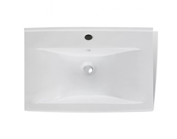 Луксозна керамична мивка с отвор за смесител, бяла, 60 х 46 см -
