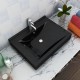 Луксозна керамична мивка с отвор за смесител, черна, 60 х 46 см -