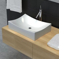 Керамична мивка в силно гланцирано бяло, за баня - Мивки и Смесители