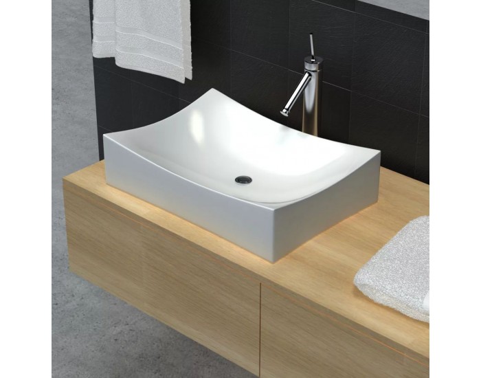Керамична мивка в силно гланцирано бяло, за баня -