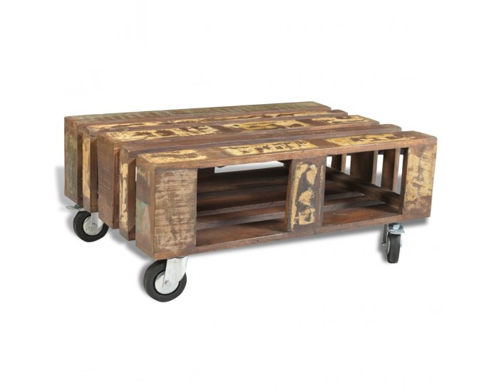 Sonata H Холна маса от регенерирана дървесина, 4 колела