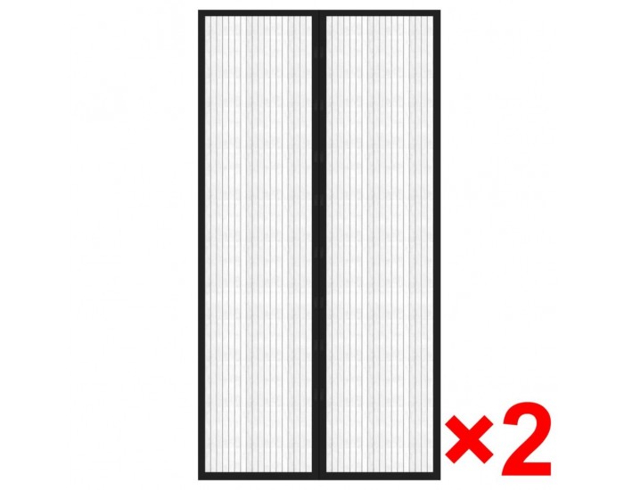 Врата против насекоми с велкро и магнит, черна, 210 x 100 см – 2 бр -