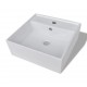 Луксозна керамична мивка с преливник и отвор за смесител, 41 х 41 см -