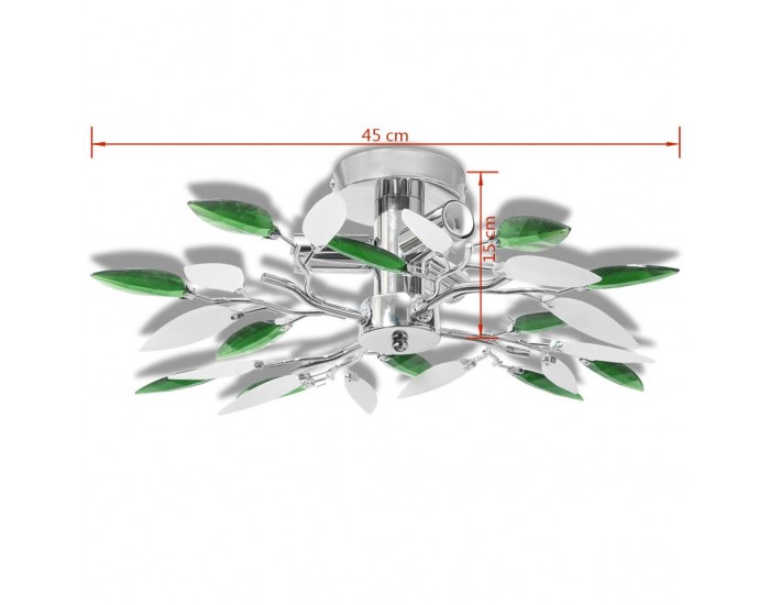 Полилей с бели и зелени листа от акрилен кристал, с 3 х Е14 ел. крушки -