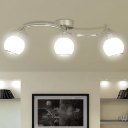 Лампа за таван с 3 стъклени абажура на извита релса за крушки тип Е14 - Декорации