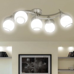 Лампа за таван с 5 стъклени абажура на извита релса за крушки тип Е14 - Декорации