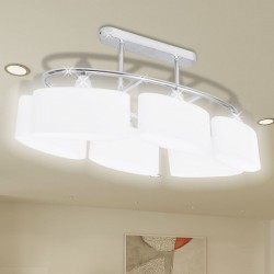 Лампа за таван с 6 елипсовидни стъклени абажура, за крушки тип Е14 - Осветителни тела