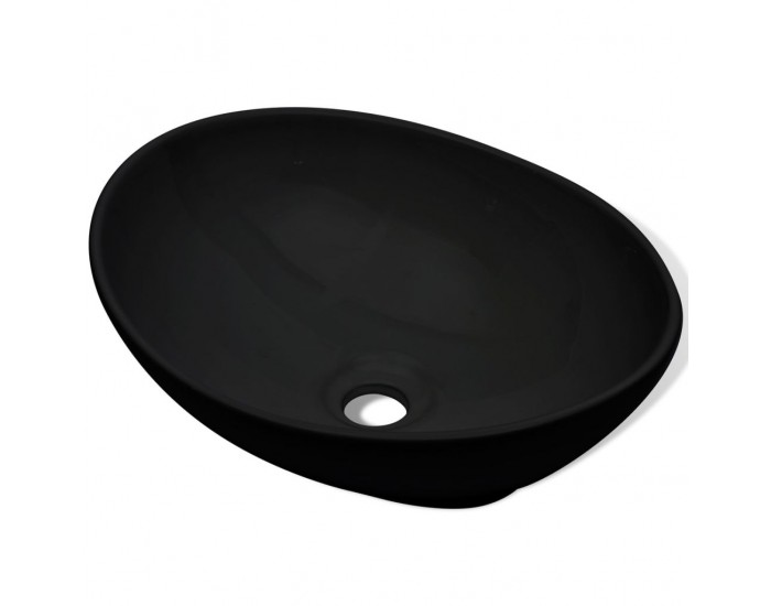 Луксозна керамична мивка, овална, черна, 40 х 33 см -
