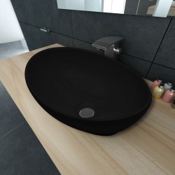 Луксозна керамична мивка, овална, черна, 40 х 33 см - Мивки и Смесители