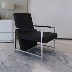 Sonata H Фотьойл с хромирани крака, черен, изкуствена кожа - Фотьойли