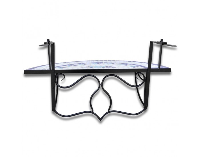 Масичка за закачане на балкон, полукръгла, синьо-бяла -