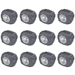 Соларни LED спот лампи с форма на камък – 12 бр. - Осветителни тела