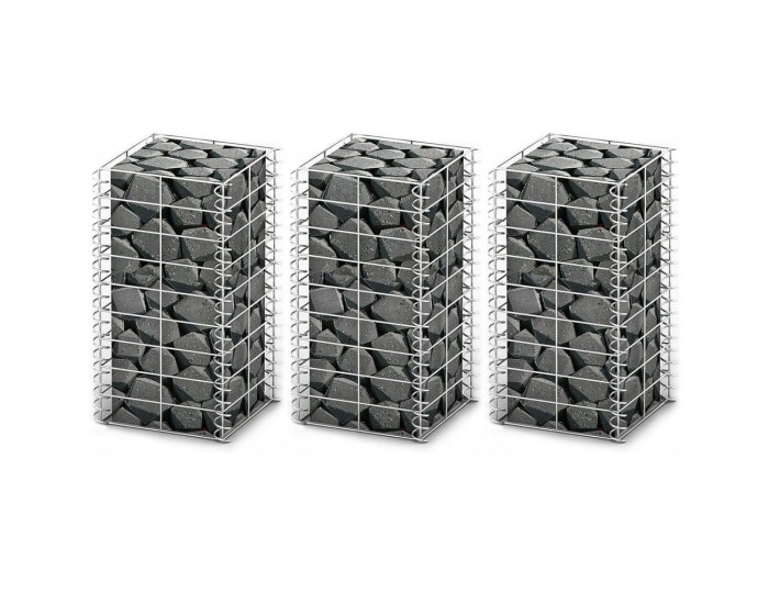 Sonata Комплект габиони, 3 бр, поцинкована тел, 25x25x50 см -