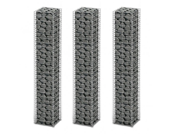 Sonata Комплект габиони, 3 бр, поцинкована тел, 25x25x150 см -