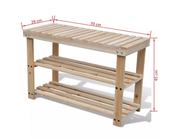2 в 1 дървен стелаж за обувки с пейка -