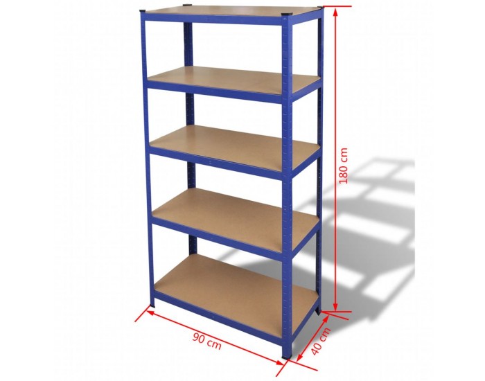 Стойка с рафтове за съхранение и организация на вещи, цвят син -