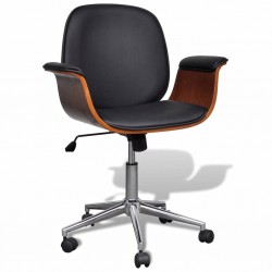 Модерен въртящ се фотьойл с регулируема облегалка, изкуствена кожа - Офис столове