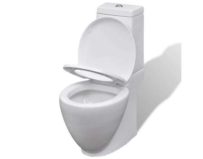Sonata Керамичен моноблок, тоалетна чиния, кръгла, бяла -