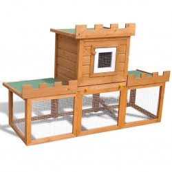 Sonata Външна клетка за зайци/малки животни, дървена, голяма, с 1 къща - Домашни любимци