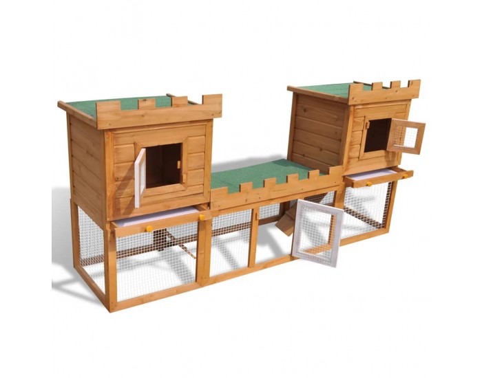 Sonata Външна клетка за зайци/малки животни дървена голяма двойна къща -