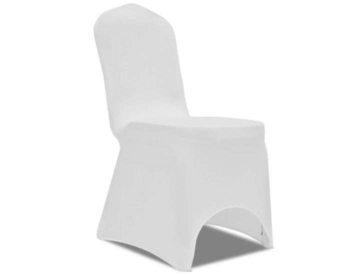 Еластични калъфи за столове, бели – 6 броя -