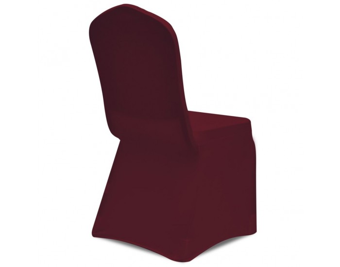 Еластични калъфи за столове, виненочервени – 6 броя -
