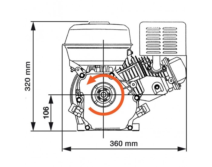 Черен бензинов двигател, 6,5 HP, 4,8 kW -