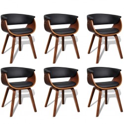 Трапезни столове, 6 бр, дървена рамка, изкуствена кожа - Столове