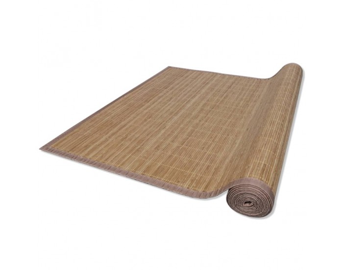 Правоъгълен кафяв бамбуков килим 120 х 180 см -