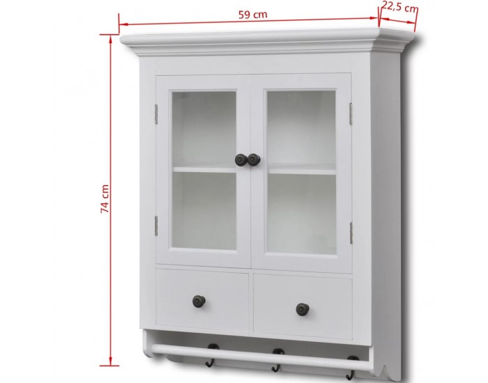Sonata Кухненски дървен шкаф със стъклена врата, бял -