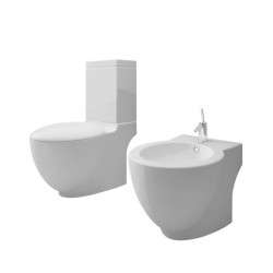 Комплект тоалетна чиния и биде, бял - Продукти за баня и WC