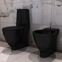 Комплект тоалетна чиния и биде, черен - Продукти за баня и WC